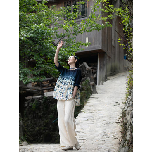 牧衣游原创 汉麻净色裤子新款轻薄宽松清凉舒爽禅意休闲裤 叶闻舟 商品图3