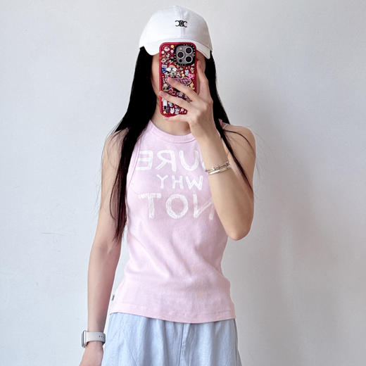 SPELLEDIT2025夏季新品个性自由背心趣味字母印花修身打底吊带 商品图6