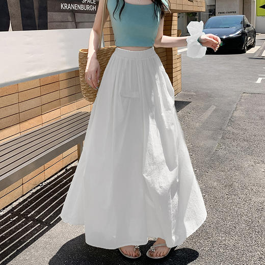 复古不规则半身裙 夏季松紧高腰显瘦休闲百搭垂坠感A字大摆半裙 商品图12