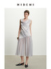 HIDEMI云雾紫极简设计感堆堆领柔光缎面韩国进口纱线不对称剪裁拼接式连衣裙长裙 商品缩略图6