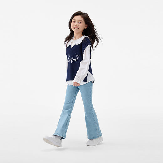 森马儿童2025年秋季女中童背心V领毛衣 商品图2