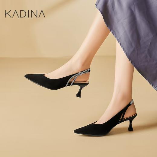 【KADINA】AF3  卡迪娜2025春季新款细跟尖头后空通勤职场女凉鞋KM251505 商品图0