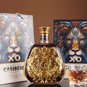 【法国原瓶进口 30年陈酿 鎏金狮王瓶】卡斯贝格·狮王XO白兰地1.5L大瓶装
