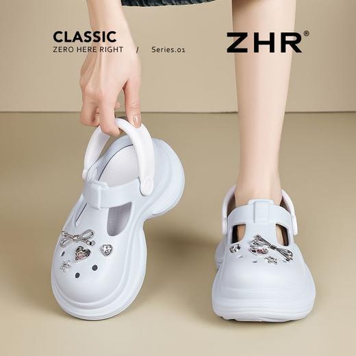 ZHR则则蓝色户外休闲拖鞋厚底增高6cm轻便舒适手工DIY百搭洞洞鞋 商品图6