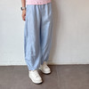 高级亚麻雾霾蓝直筒休闲裤 商品缩略图0