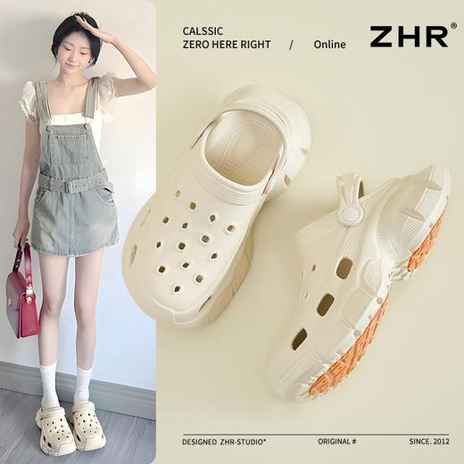 ZHR则则踩屎感增高两穿洞洞鞋女夏季新款凉鞋一脚蹬拖鞋休闲鞋 商品图6