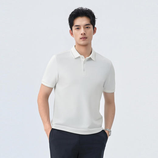 【含桑蚕丝】圣得西男士POLO衫2025夏季新款休闲百搭翻领短袖T恤 商品图1
