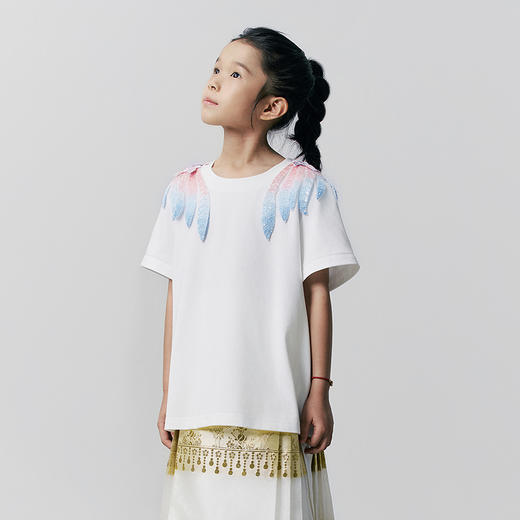 【林栖设计小店】【孟庭苇同款】手工钉珠T恤绣花2025秋季新款短袖女童T3953220 商品图1