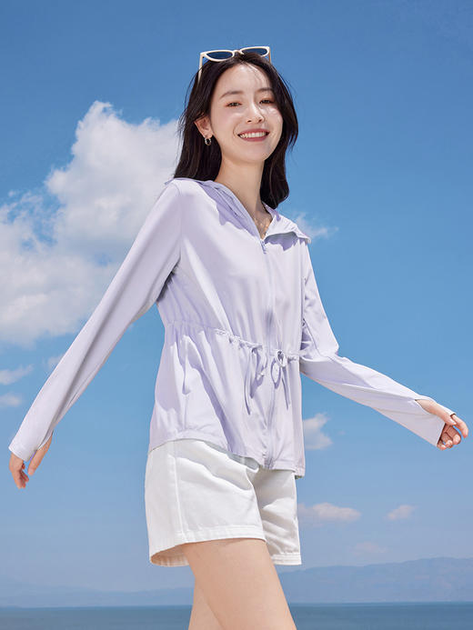 【周末秒杀】熙世界防紫外线UPF50冰丝凉感户外收腰原纱防晒衣服薄款面膜衣 商品图4