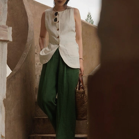 宝石绿汉麻阔腿裤/马甲｜高级显贵，大城市的“解压器”【马甲预售5-7天发货，亚麻裤预售3-7天，不含周末】