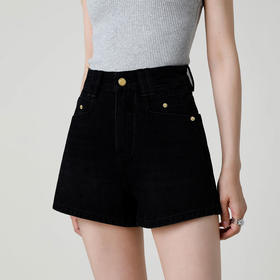 半身缘女裤 夏季宽松薄款棉弹A字包臀百搭牛仔三分短裤DS503