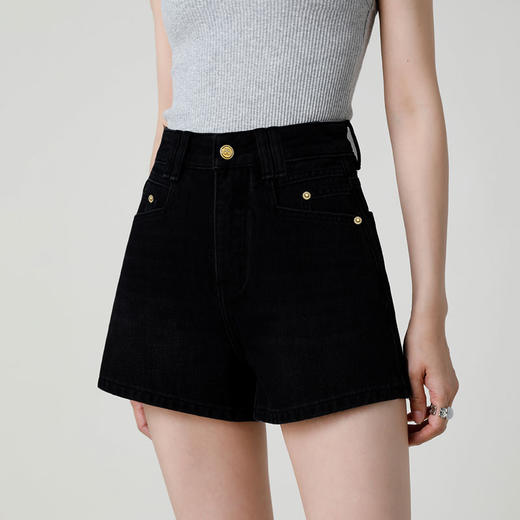 半身缘女裤 夏季宽松薄款棉弹A字包臀百搭牛仔三分短裤DS503 商品图0