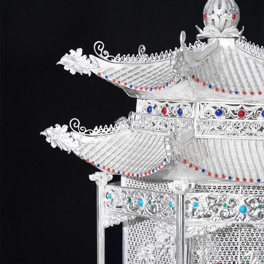 子佩集S999银手工银花丝【凤鸣朝阳宫灯银花丝摆件】大师工坊原创设计（一对）2506 商品图11