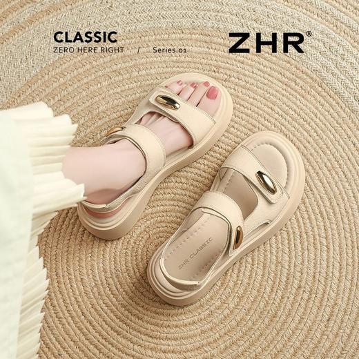 ZHR则则金属扣厚底凉鞋2025新款气质百搭罗马沙滩凉鞋ins法式女鞋 商品图5