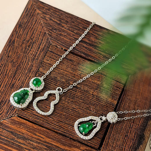 BAOFANDI宝梵迪新中式翡翠葫芦镶嵌玉石轻奢小众高级感锁骨链2025爆款BF 商品图0