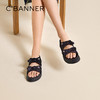 千百度厚底蝴蝶结凉拖鞋女款琥珀平底一字拖外穿拖鞋A25385533 商品缩略图0