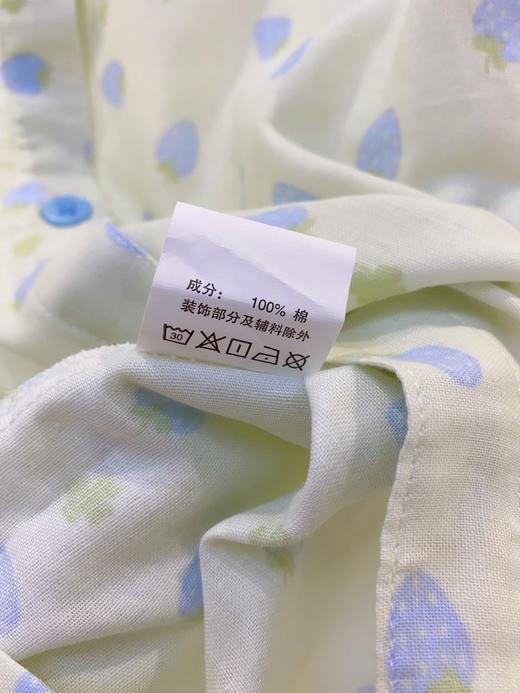 松植屋女款草莓纱布短袖中裤套装女士夏季薄款100%全棉双层纱睡衣家居服 商品图7
