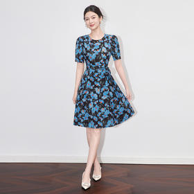 「高货wl」全新升级【铂金会员293/天猫399/差价106】(04446)洛诗琳高级感气质印花连衣裙2025夏季绑带高腰显瘦裙子