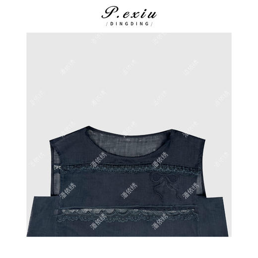 04-3潘依绣丁丁宠粉100%苎麻蕾丝绣花高级感无袖衬衫 W-63223 商品图2