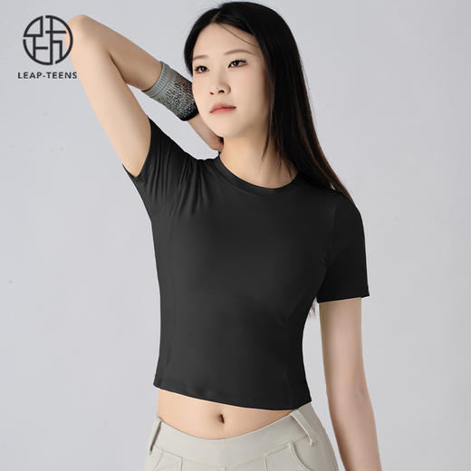 跃牌【小甜心】系列 带胸垫高弹裸感镂空美背健身服抽绳收腰运动上衣626 商品图7