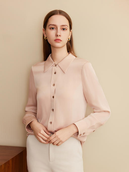 【桑蚕丝纯色衬衫】25年夏季新品女士真丝薄款纯色商务休闲百搭薄款外套 商品图0
