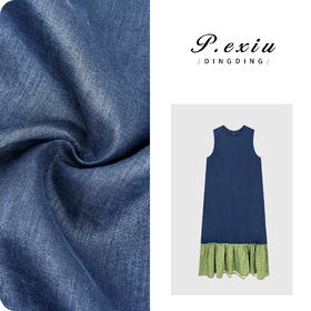 PanYiXiu/潘依绣100%苎麻设计感拼接格子无袖连衣裙 H2525