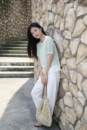 LPIUTY品牌直发！薄荷气泡水~双丝和纸纱针织衫 B017537