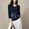 【林栖设计小店】绵羊毛毛织上衣蓝印花铁线莲传统修身显瘦2025秋季新款针织衫女1953079 商品缩略图2