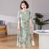 C2830新中式妈妈夏装连衣裙雪纺过膝中老年人女士短袖裙子遮肚显瘦洋气 商品缩略图2