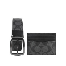 COACH 奥莱款男士PVC配皮腰带礼盒