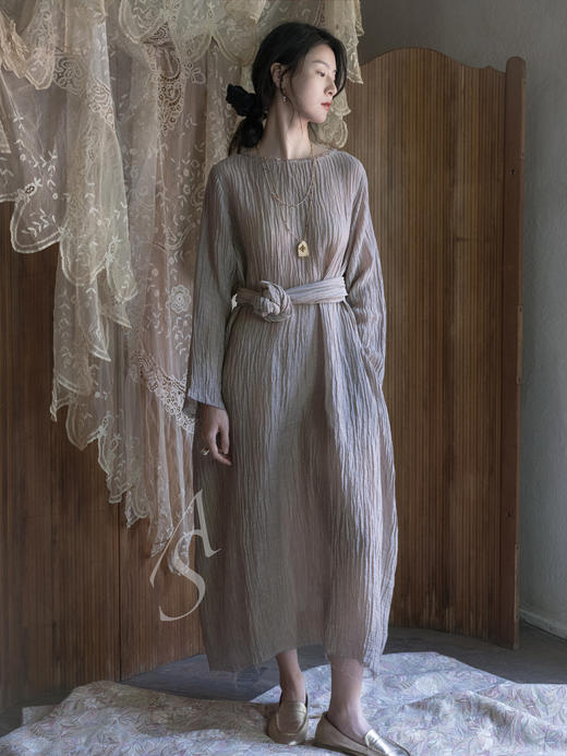 Jai 枯麦色肌理亚麻开罗长袍 商品图1