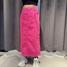 NC金属拉链口袋中长牛仔半裙（红）夏季152550220321