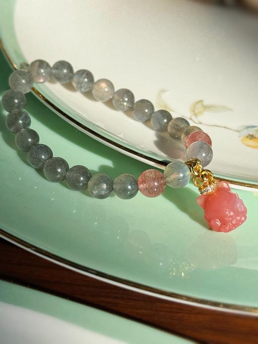 「 九尾灵狐 」水晶手链 黄阿赛/月光石/草莓晶 商品图1