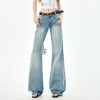 罗蒙女士夏季薄款复古水洗微喇牛仔长裤女高腰宽松阔腿显瘦九分裤 商品缩略图1