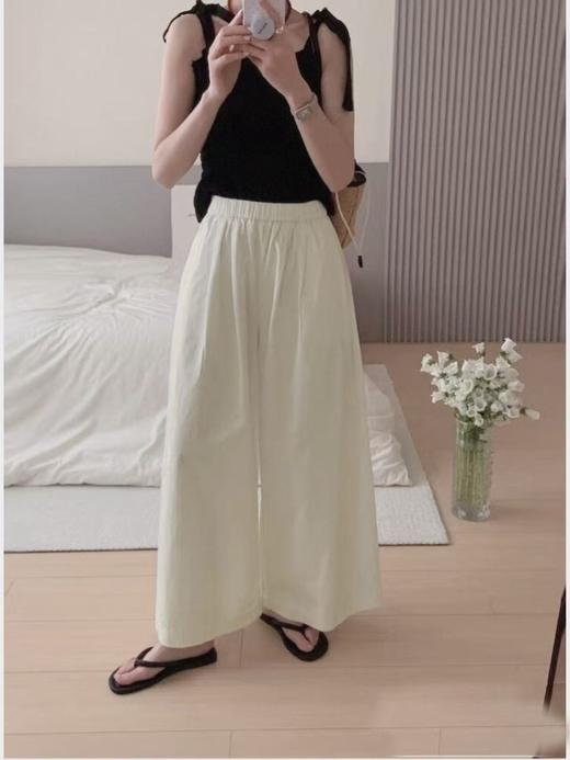 ｛休闲裤2025｝828水洗棉松紧腰阔腿裤九分裤-喜出 商品图7