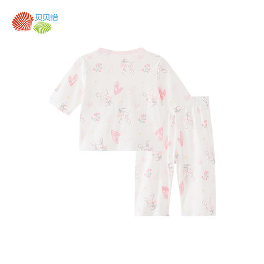 贝贝怡纯棉网眼夏季新款男女宝宝轻薄透气短袖短裤家居服两件套ZB2ET065 商品图4