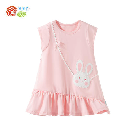贝贝怡夏季新款女童半袖连衣裙凉感透气T恤裙宽松舒适休闲裙子ZB2EQ016 商品图3