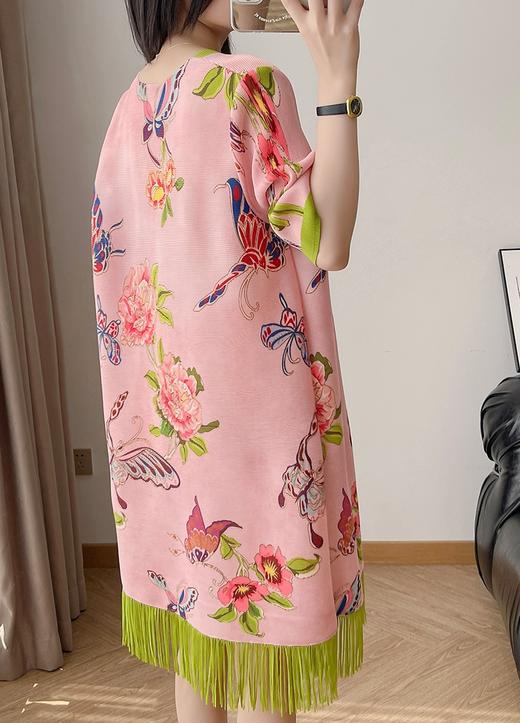 三宅新款国风洋气印花流苏连衣裙 商品图4