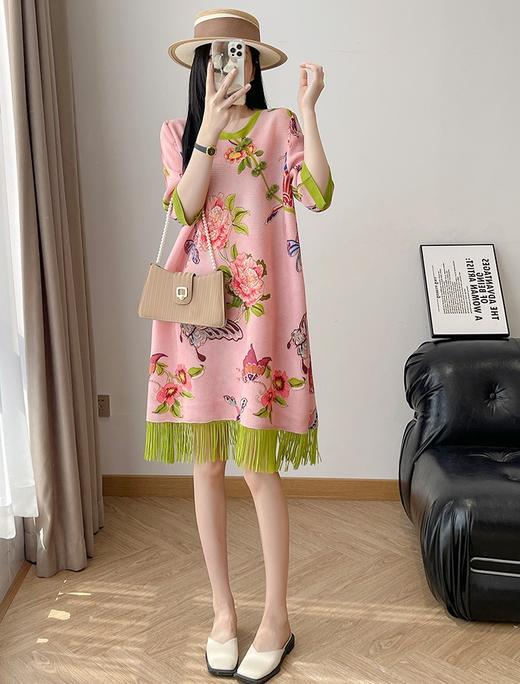 三宅新款国风洋气印花流苏连衣裙 商品图5
