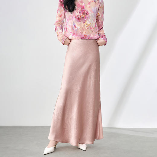 「高货wl」全新升级【铂金会员247/天猫329/差价82】(02751)洛诗琳奢华抓绉醋酸缎面开叉鱼尾长裙时尚高腰垂感显瘦半身裙夏 商品图2