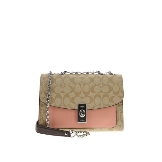COACH 奥莱款女士PVC配皮单肩斜挎链条包 商品图0