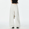 罗蒙女士白色花边阔腿牛仔裤女夏季薄款高腰宽松垂感直筒拖地长裤 商品缩略图2