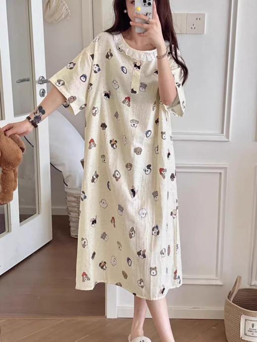 【YW】无忧购纯棉有氧双层纱蕾丝花边睡裙家居服（截单后3-5天发货) 商品图4