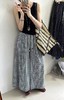 ｛休闲裤2025｝6536棉麻风黑白格宽腿大裤脚裙裤-喜出 商品缩略图1