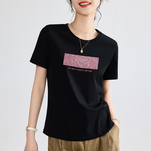 「自」全新升级【铂金会员109/天猫149/差价40】(04123)洛诗琳凉感液氨丝光棉T2025夏圆领正肩显瘦凉感休闲上衣 商品图2