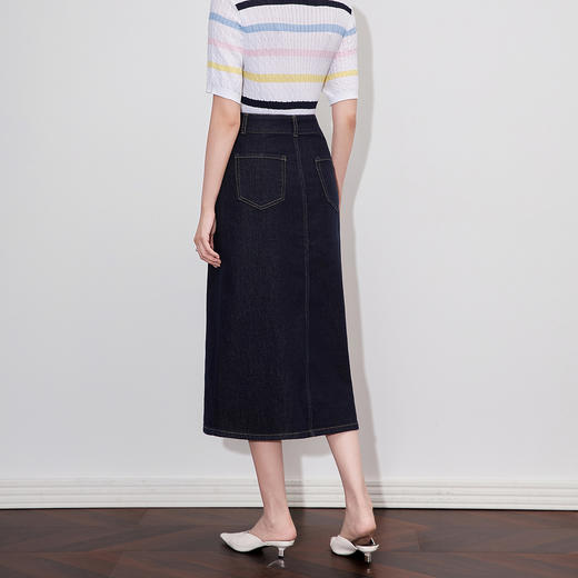 「高货wl」全新升级【铂金会员257/天猫339/差价82】(04401)洛诗琳复古港风牛仔半身裙2025夏季高腰显瘦修身开叉裙女 商品图1