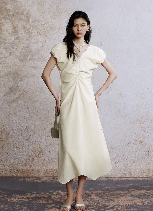 致ZHI解语花法式V领花苞连衣裙062107 商品图9