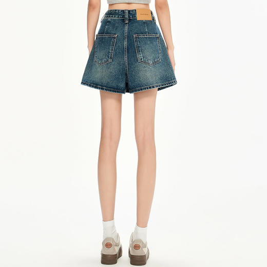罗蒙女士夏季时尚通勤复古牛仔短裙好穿低腰显瘦a字包臀半身裙 商品图4