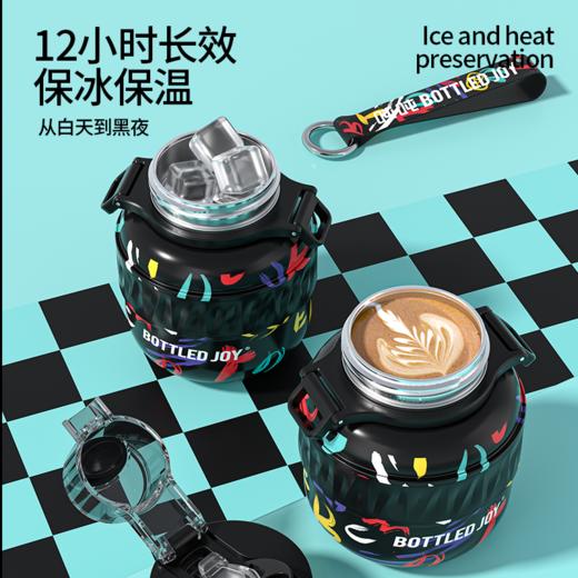 316不锈钢0.5L暖吨吨保温杯潮酷有背带便携 商品图4