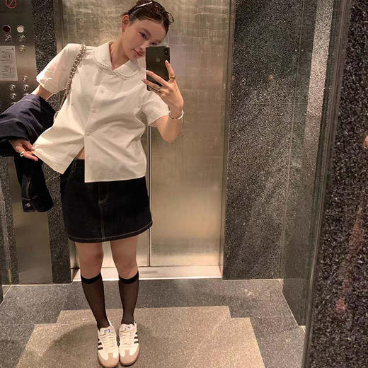 「K」洛诗琳05201气质娃娃领衬衫2025夏季新款法式纯棉上衣10406 商品图1